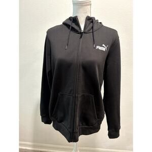 Puma Women's Hooded Sweater – Full Zipper, Black, Size Large B65